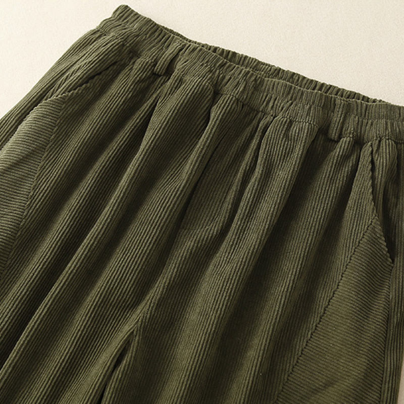 Pantalones harén de pana y poliéster para mujer, estilo vintage, con bolsillos, de Buddha Stones Commute - image 5