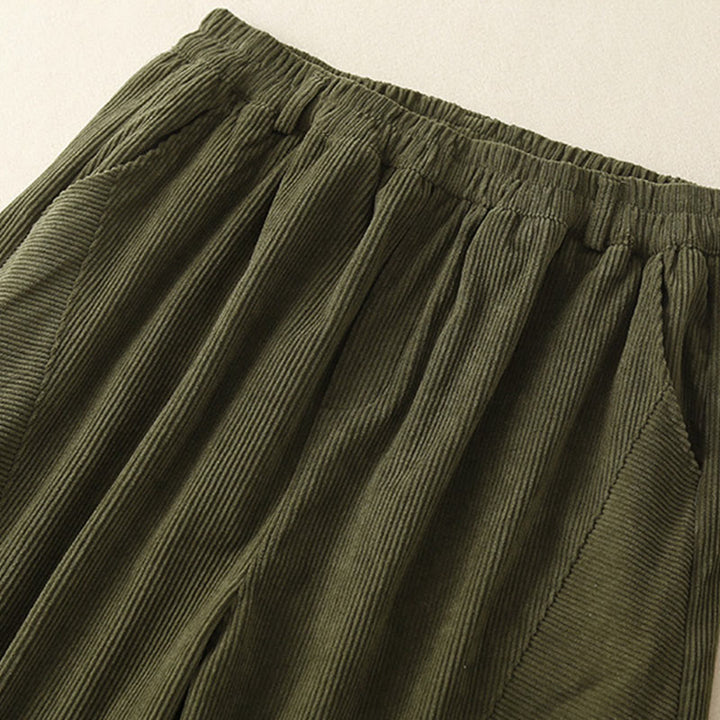 Pantalones harén de pana y poliéster para mujer, estilo vintage, con bolsillos, de Buddha Stones Commute - image 5