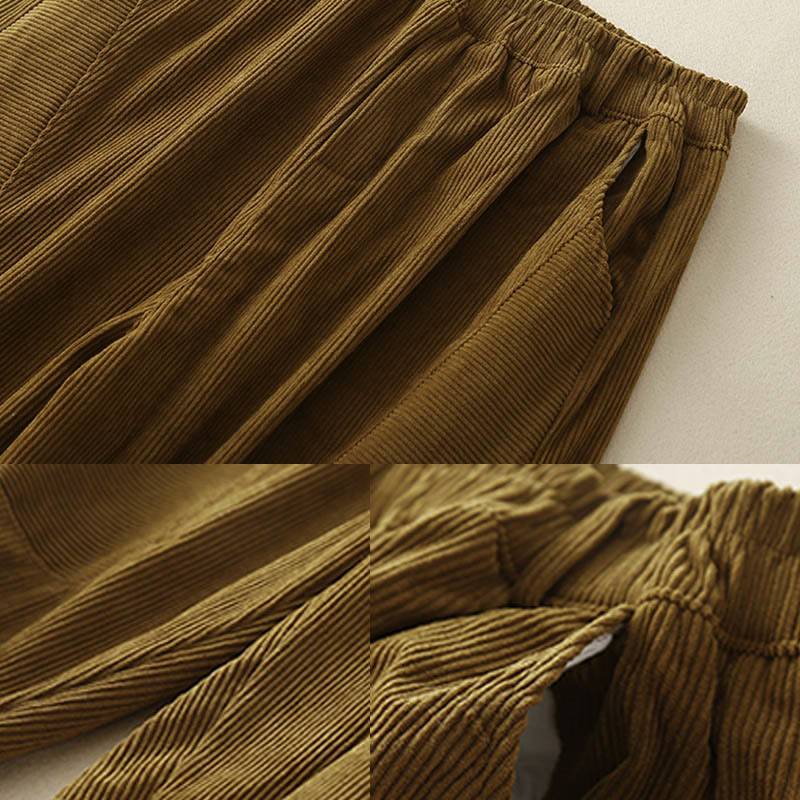 Pantalones harén de pana de algodón con bolsillos para mujer, estilo vintage, Buddha Stones Commute - image 21