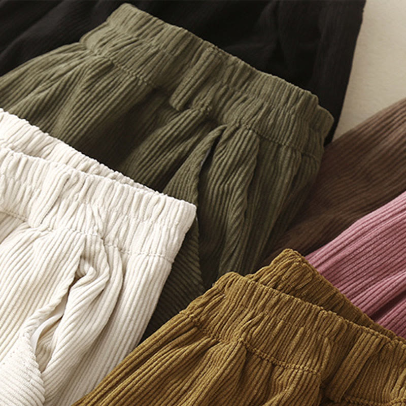 Pantalones harén de pana y poliéster para mujer, estilo vintage, con bolsillos, de Buddha Stones Commute - image 23