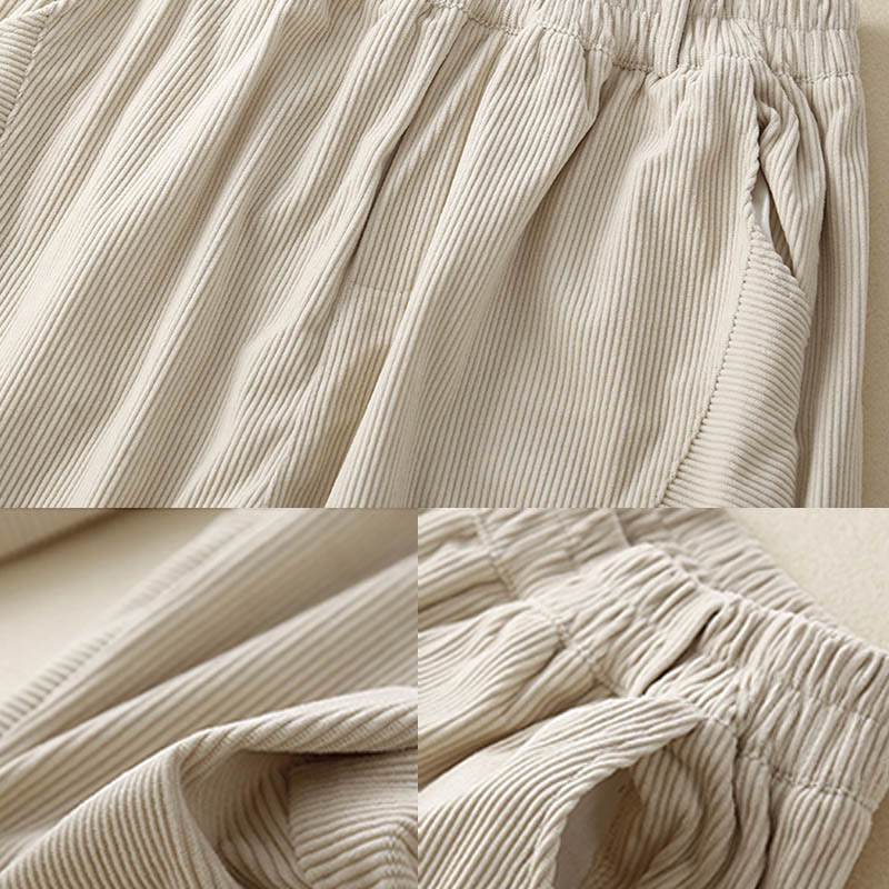 Pantalones harén de pana y poliéster para mujer, estilo vintage, con bolsillos, de Buddha Stones Commute - image 13