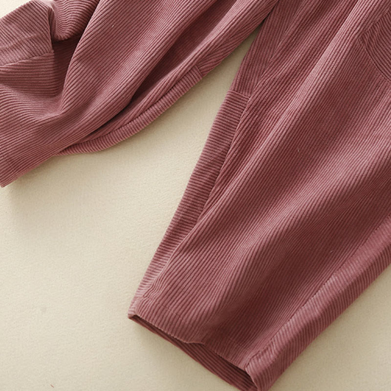 Pantalones harén de pana y poliéster para mujer, estilo vintage, con bolsillos, de Buddha Stones Commute - image 16