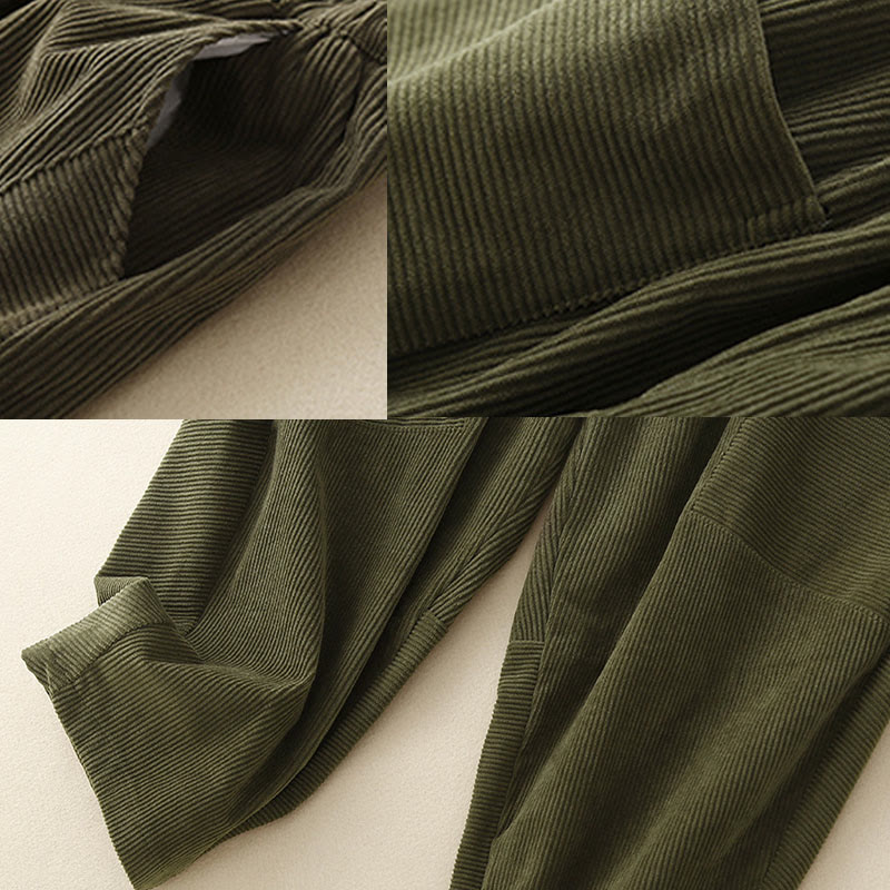 Pantalones harén de pana y poliéster para mujer, estilo vintage, con bolsillos, de Buddha Stones Commute - image 9