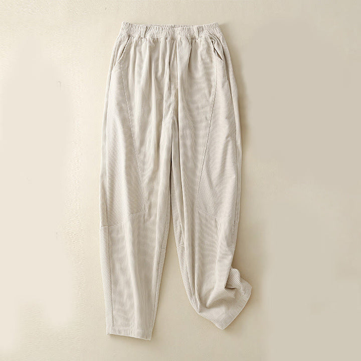 Pantalones harén de pana y poliéster para mujer, estilo vintage, con bolsillos, de Buddha Stones Commute - Beige - US8-10，UK/AU12-14，EU40-42 (2XL) - image 10