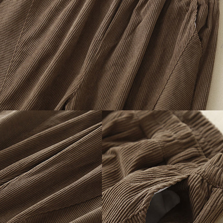 Pantalones harén de pana de algodón con bolsillos para mujer, estilo vintage, Buddha Stones Commute - image 3