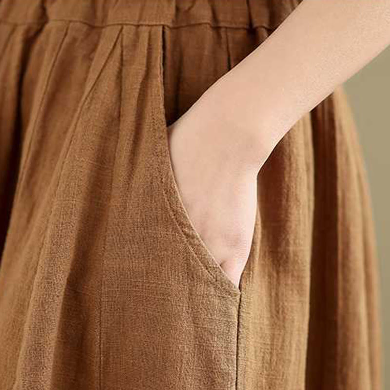 Pantalones harén de lino y algodón para mujer, de diseño sencillo e informal, con bolsillos , de Buddha Stones Spring - image 7