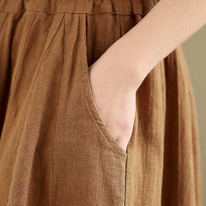 Pantalones harén de lino y algodón para mujer, de diseño sencillo e informal, con bolsillos , de Buddha Stones Spring - image 7