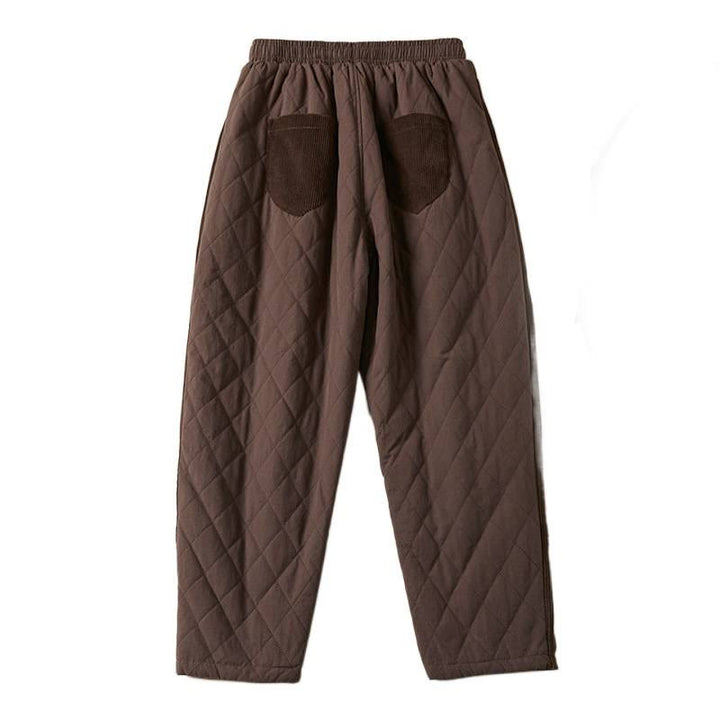 Pantalones harén de algodón para mujer con diseño acolchado de diamantes Buddha Stones , forro polar térmico y bolsillos - image 26