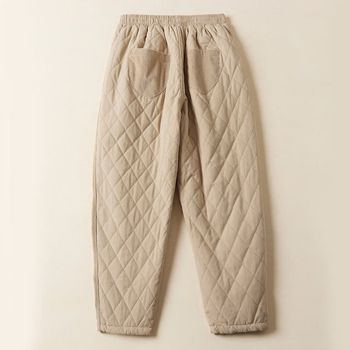 Pantalones térmicos tipo harén de algodón con diseño acolchado de diamantes y Buddha Stones para mujer, con bolsillos - image 10