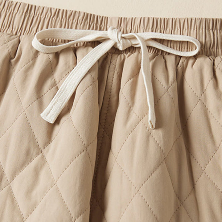 Pantalones harén de algodón para mujer con diseño acolchado de diamantes Buddha Stones , forro polar térmico y bolsillos - image 11