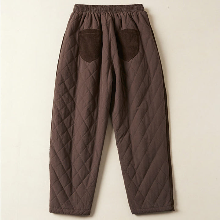 Pantalones harén de algodón para mujer con diseño acolchado de diamantes Buddha Stones , forro polar térmico y bolsillos - image 19