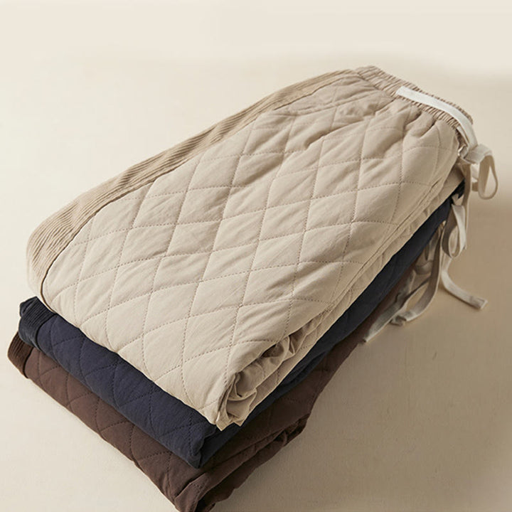 Pantalones harén de algodón para mujer con diseño acolchado de diamantes Buddha Stones , forro polar térmico y bolsillos - image 28