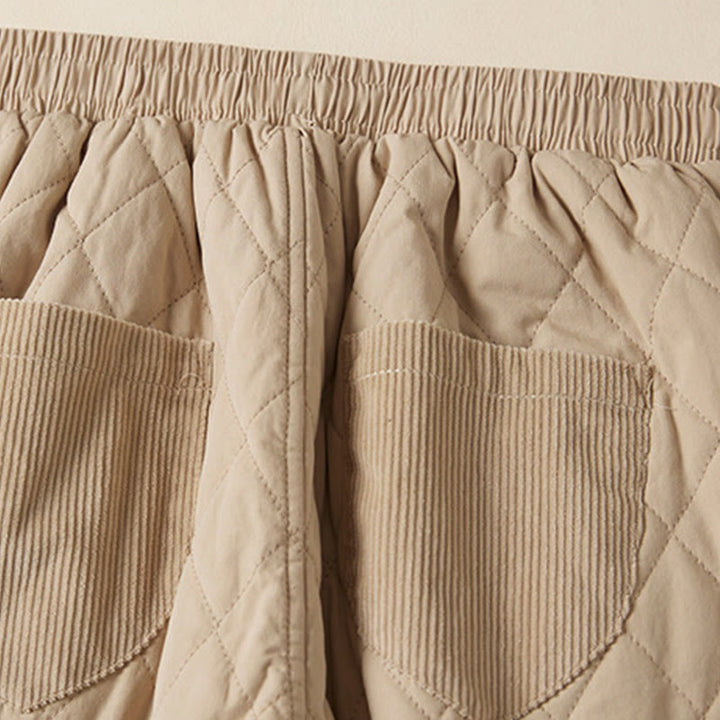 Pantalones harén de algodón para mujer con diseño acolchado de diamantes Buddha Stones , forro polar térmico y bolsillos - image 12