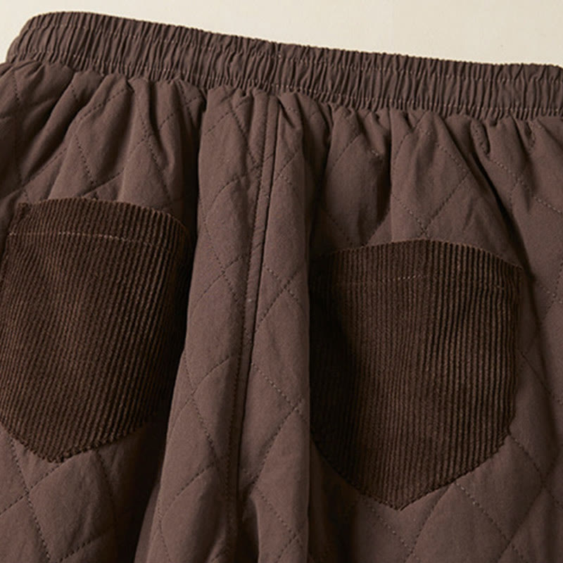 Pantalones harén de algodón para mujer con diseño acolchado de diamantes Buddha Stones , forro polar térmico y bolsillos - image 21