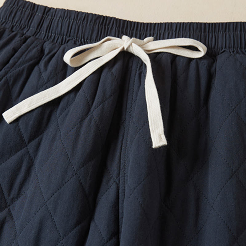 Pantalones harén de algodón para mujer con diseño acolchado de diamantes Buddha Stones , forro polar térmico y bolsillos - image 2