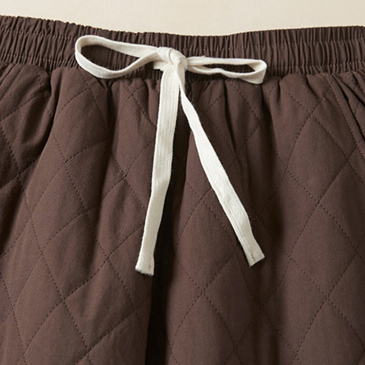 Pantalones harén de algodón para mujer con diseño acolchado de diamantes Buddha Stones , forro polar térmico y bolsillos - image 20