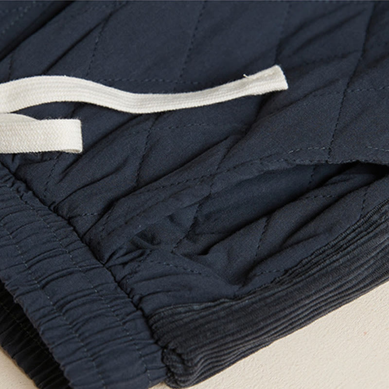 Pantalones térmicos tipo harén de algodón con diseño acolchado de diamantes y Buddha Stones para mujer, con bolsillos - image 4