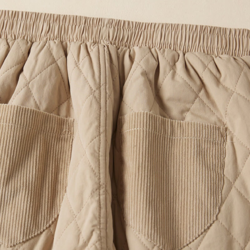 Pantalones harén de algodón para mujer con diseño acolchado de diamantes Buddha Stones , forro polar térmico y bolsillos - image 13