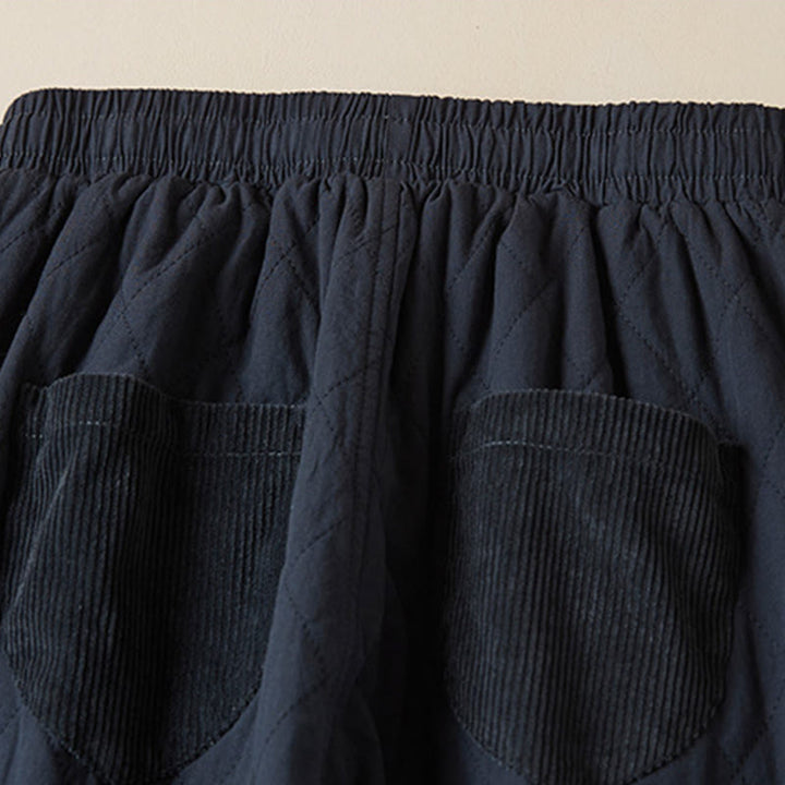 Pantalones térmicos tipo harén de algodón con diseño acolchado de diamantes y Buddha Stones para mujer, con bolsillos - image 3