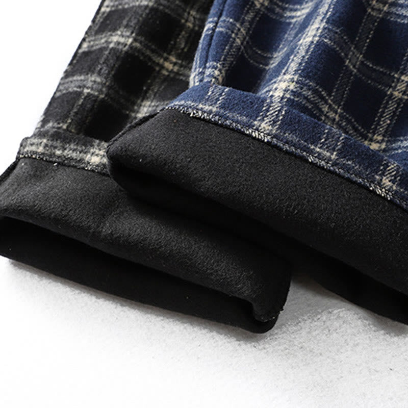 Pantalones harén de algodón con forro polar y bolsillos para mujer, con estampado retro de cuadros escoceses de Buddha Stones - image 19