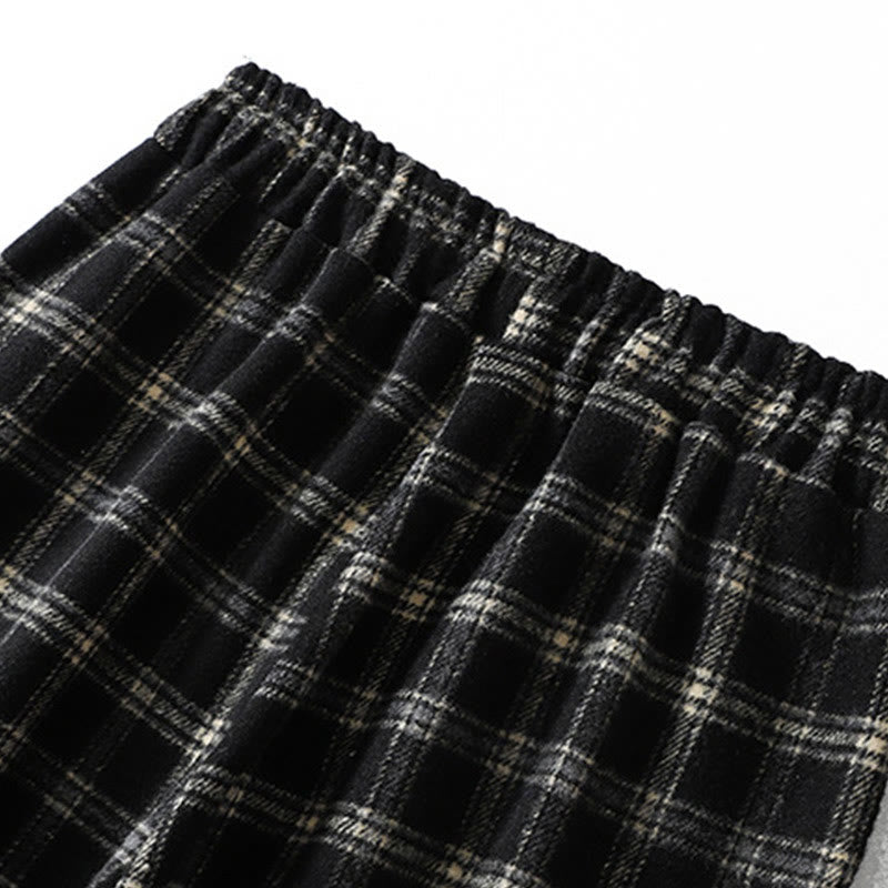 Pantalones harén de algodón con forro polar y bolsillos para mujer, con estampado retro de cuadros escoceses de Buddha Stones - image 14