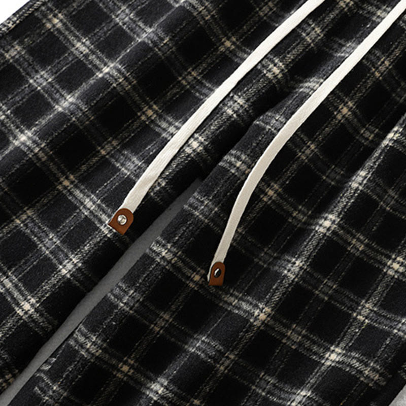 Pantalones harén de algodón con forro polar y bolsillos para mujer, con estampado retro de cuadros escoceses de Buddha Stones - image 12