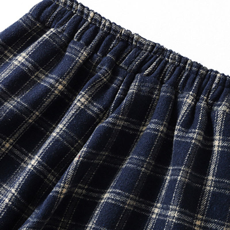 Pantalones harén de algodón con forro polar y bolsillos para mujer, con estampado retro de cuadros escoceses de Buddha Stones - image 5