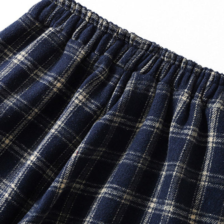 Pantalones harén de algodón con forro polar y bolsillos para mujer, con estampado retro de cuadros escoceses de Buddha Stones - image 5