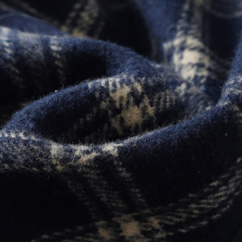 Pantalones harén de algodón con forro polar y bolsillos para mujer, con estampado retro de cuadros escoceses de Buddha Stones - image 6