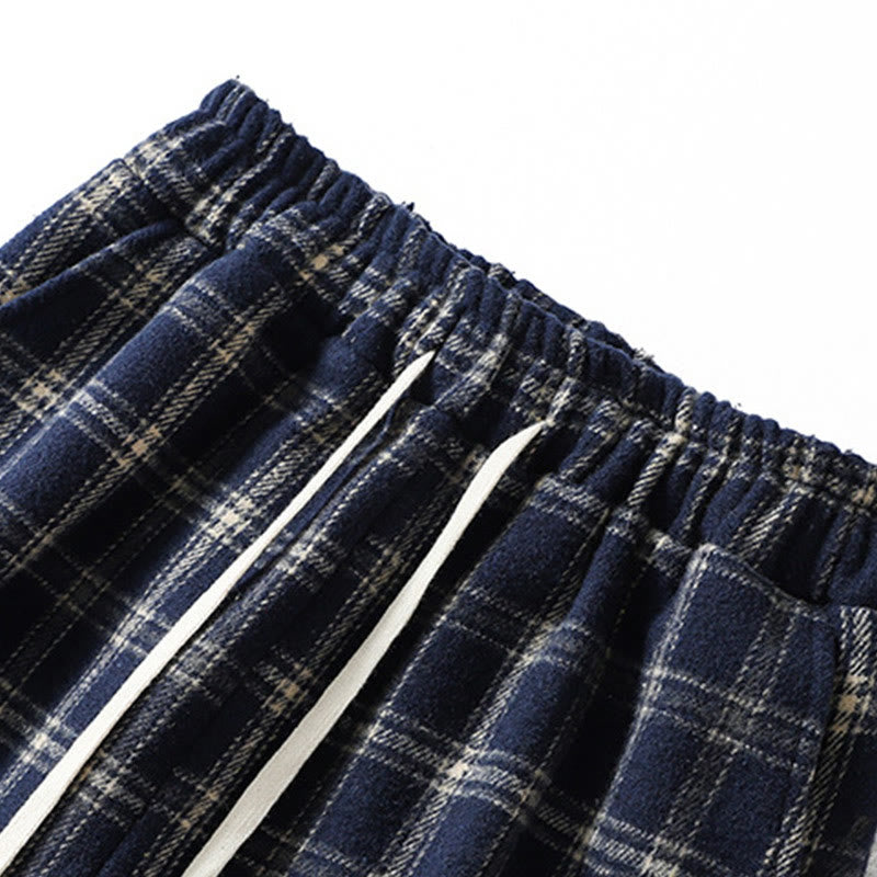 Pantalones harén de algodón con forro polar y bolsillos para mujer, con estampado retro de cuadros escoceses de Buddha Stones - image 2