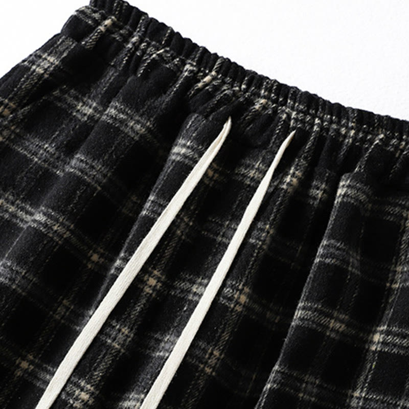 Pantalones harén de algodón con forro polar y bolsillos para mujer, con estampado retro de cuadros escoceses de Buddha Stones - image 11