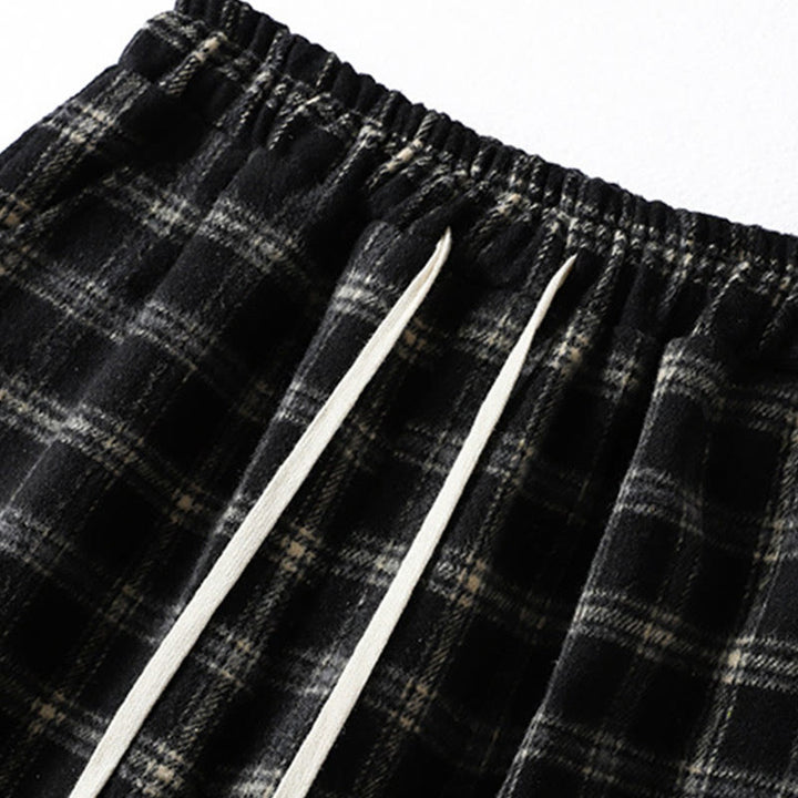 Pantalones harén de algodón con forro polar y bolsillos para mujer, con estampado retro de cuadros escoceses de Buddha Stones - image 11