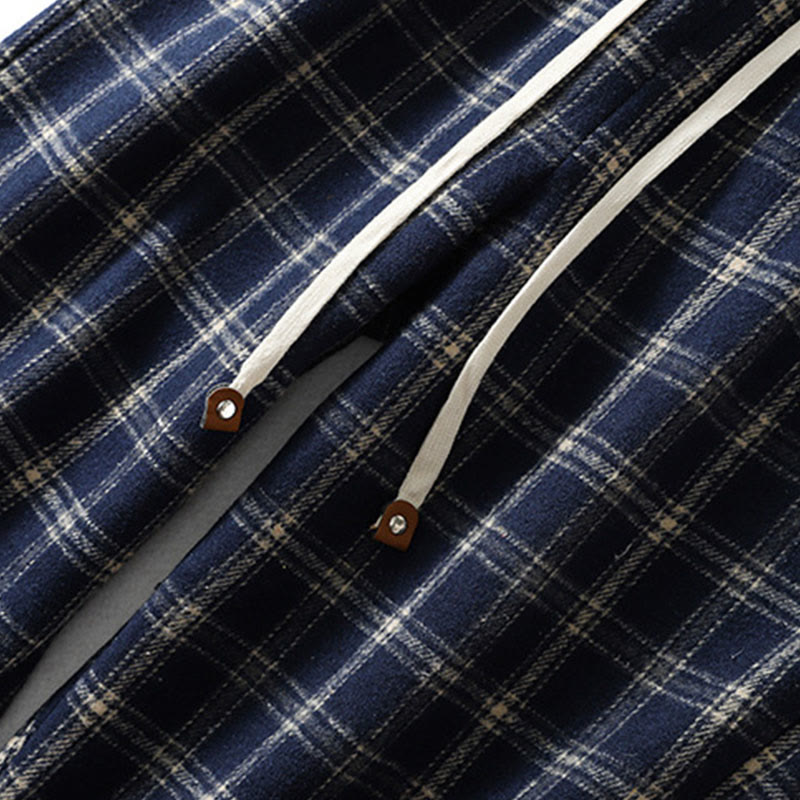 Pantalones harén de algodón con forro polar y bolsillos para mujer, con estampado retro de cuadros escoceses de Buddha Stones - image 4