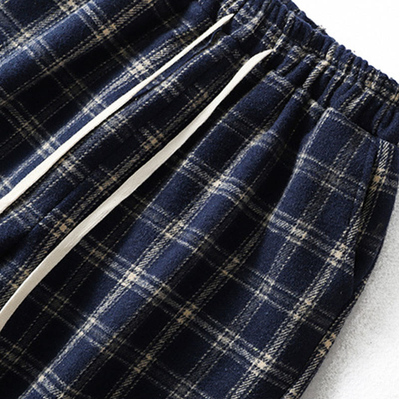 Pantalones harén de algodón con forro polar y bolsillos para mujer, con estampado retro de cuadros escoceses de Buddha Stones - image 3