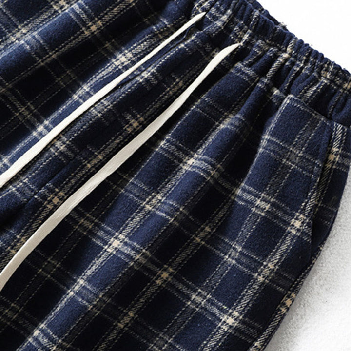 Pantalones harén de algodón con forro polar y bolsillos para mujer, con estampado retro de cuadros escoceses de Buddha Stones - image 3