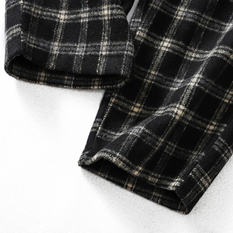 Pantalones harén de algodón con forro polar y bolsillos para mujer, con estampado retro de cuadros escoceses de Buddha Stones - image 15