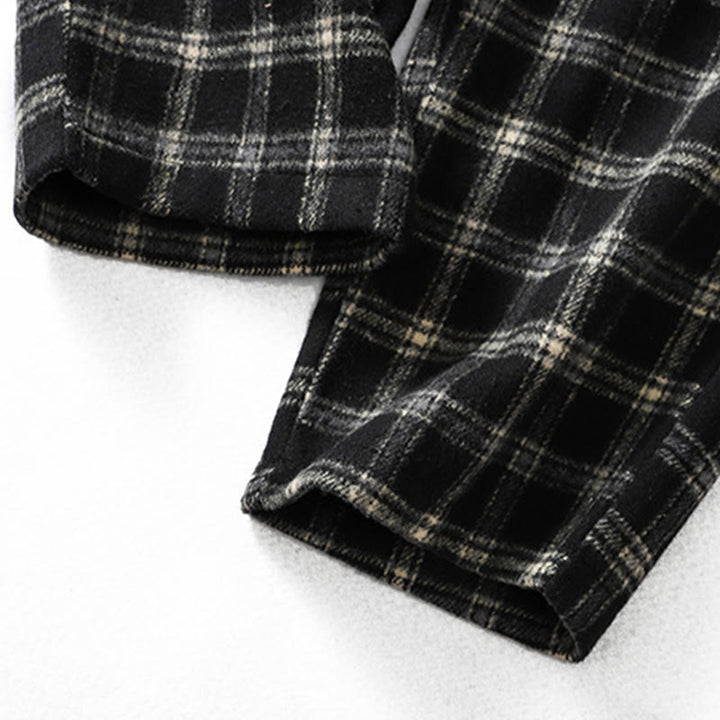 Pantalones harén de algodón con forro polar y bolsillos para mujer, con estampado retro de cuadros escoceses de Buddha Stones - image 15