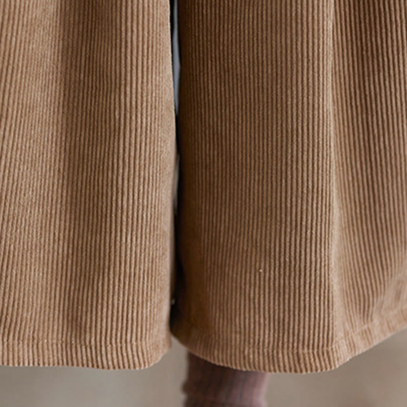 Pantalones de pana de algodón retro Buddha Stones para mujer, de pierna ancha, de largo 7-8, con bolsillos y cinturón - image 11