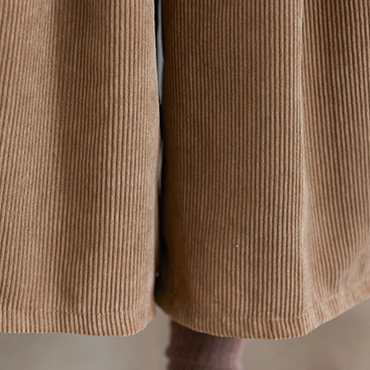 Pantalones de pana de algodón retro Buddha Stones para mujer, de pierna ancha, de largo 7-8, con bolsillos y cinturón - image 11