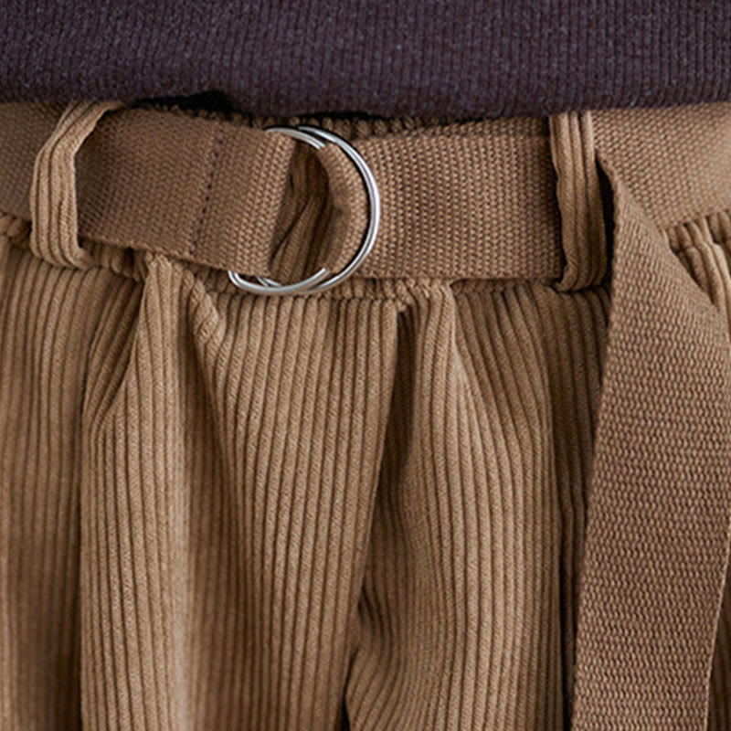 Pantalones de pana de algodón retro Buddha Stones para mujer, de pierna ancha, de largo 7-8, con bolsillos y cinturón - image 8