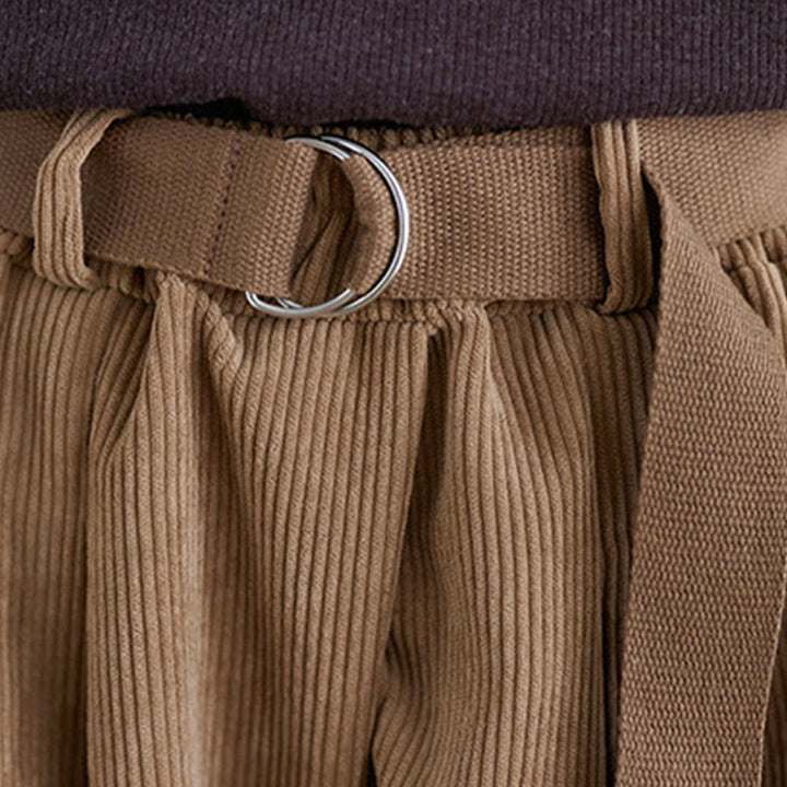 Pantalones de pana de algodón retro Buddha Stones para mujer, de pierna ancha, de largo 7-8, con bolsillos y cinturón - image 8