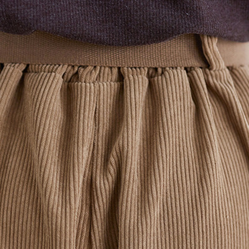 Pantalones de pana retro Buddha Stones para mujer, de pierna ancha, largos 7-8, con bolsillos y cinturón - image 8