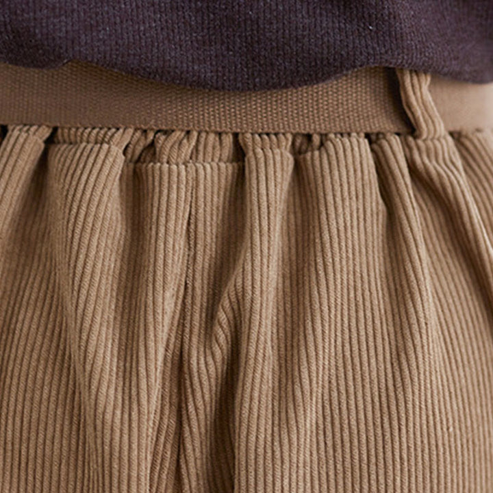 Pantalones de pana de algodón retro Buddha Stones para mujer, de pierna ancha, de largo 7-8, con bolsillos y cinturón - image 9