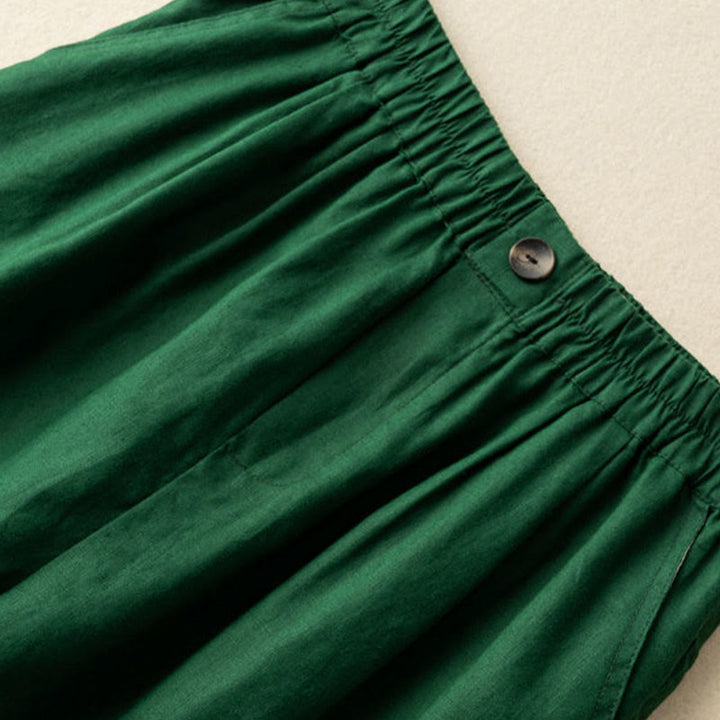 Pantalones cortos de verano informales de algodón y lino con cremallera y botones para mujer, con bolsillos y estampado de Buddha Stones - image 6