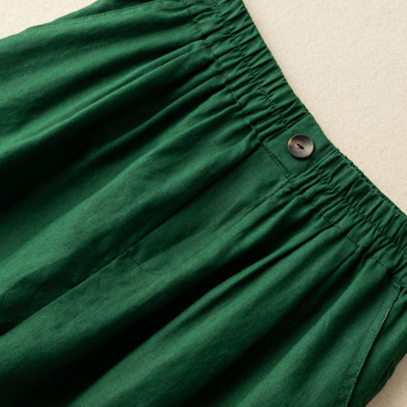 Pantalones cortos de mujer de algodón y lino lisos con botones y bolsillos, estampado Buddha Stones, estilo casual de verano. - image 5