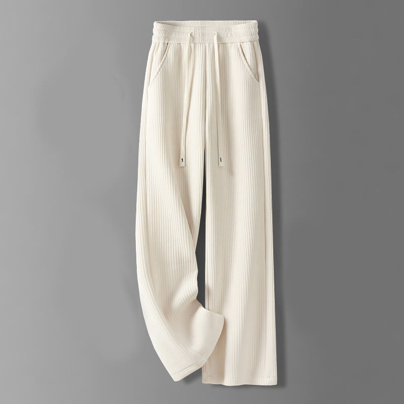 Pantalones casuales Buddha Stones de pana de algodón, pierna ancha, color liso, con forro polar y bolsillos para mujer - Beige - US12, UK/AU16, EU44 (3XL) - image 1
