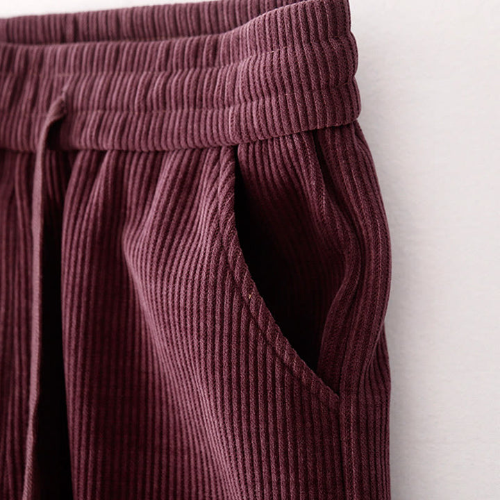 Pantalones casuales Buddha Stones de pana de algodón, pierna ancha, color liso, con forro polar y bolsillos para mujer - image 15