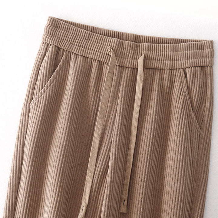 Pantalones casuales Buddha Stones de pana de algodón, pierna ancha, color liso, con forro polar y bolsillos para mujer - image 21