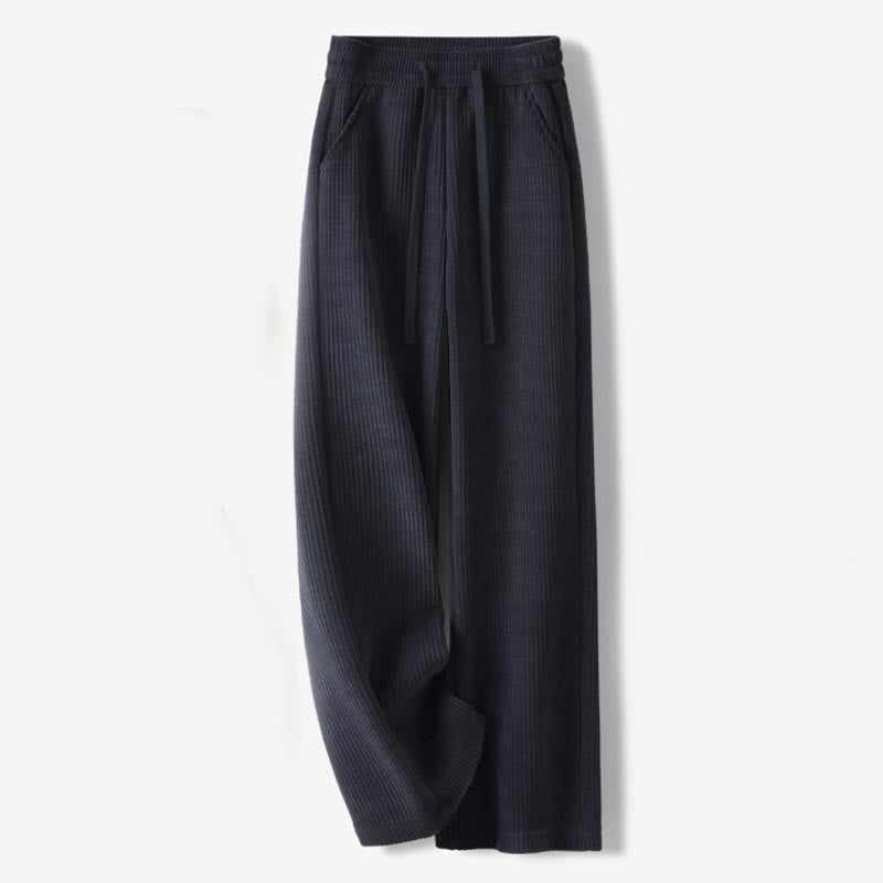 Pantalones casuales Buddha Stones de pana de algodón, pierna ancha, color liso, con forro polar y bolsillos para mujer - Azul medianoche - US12, UK/AU16, EU44 (3XL) - image 0