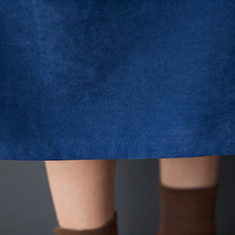 Vestido midi de lino y algodón térmico de manga larga con bolsillos y diseño de botones lisos de Buddha Stones - image 18